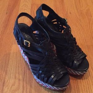 Tory Burch Raven Wedge Veg Leather Shoes